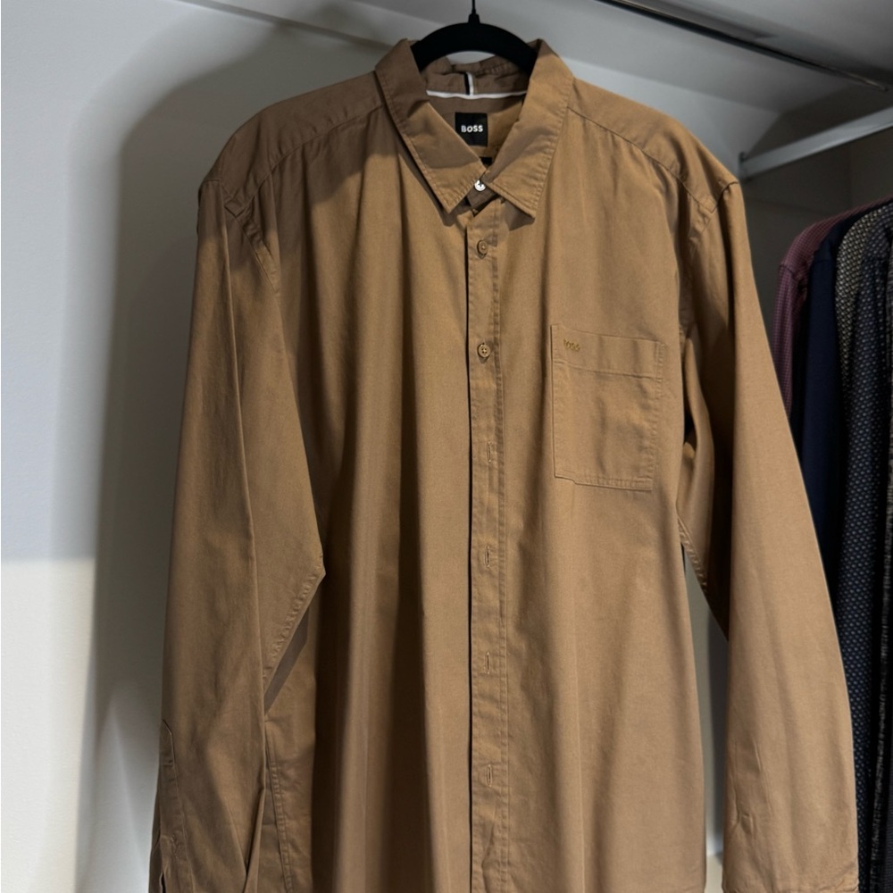 BOSS Men's Light Brown Shirt Jacket